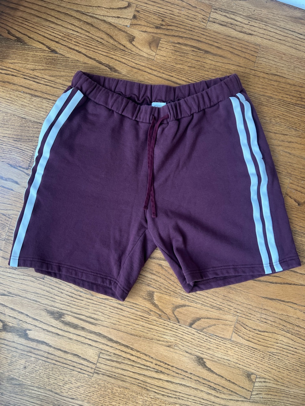 Saturdays New York City Maroon Athletic Shorts with White Side Stripes - XL